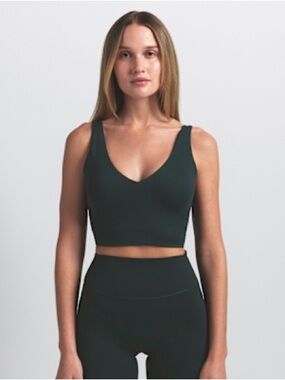 Nike Dark Green V‑Neck Longline Sports Bra